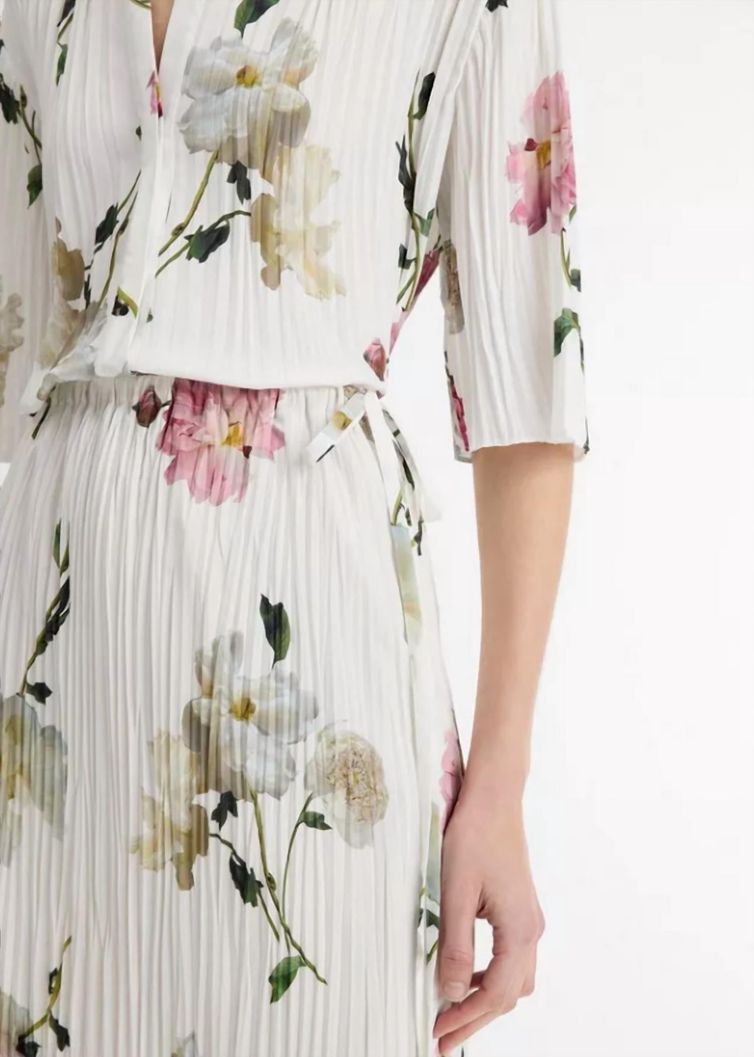 Vince - Wilted Peony Pleated Side Tie Skirt