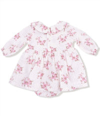ANGEL DEAR Belle Rosette Long Sleeve Bubble Dress in white - kids' dress - alternate view