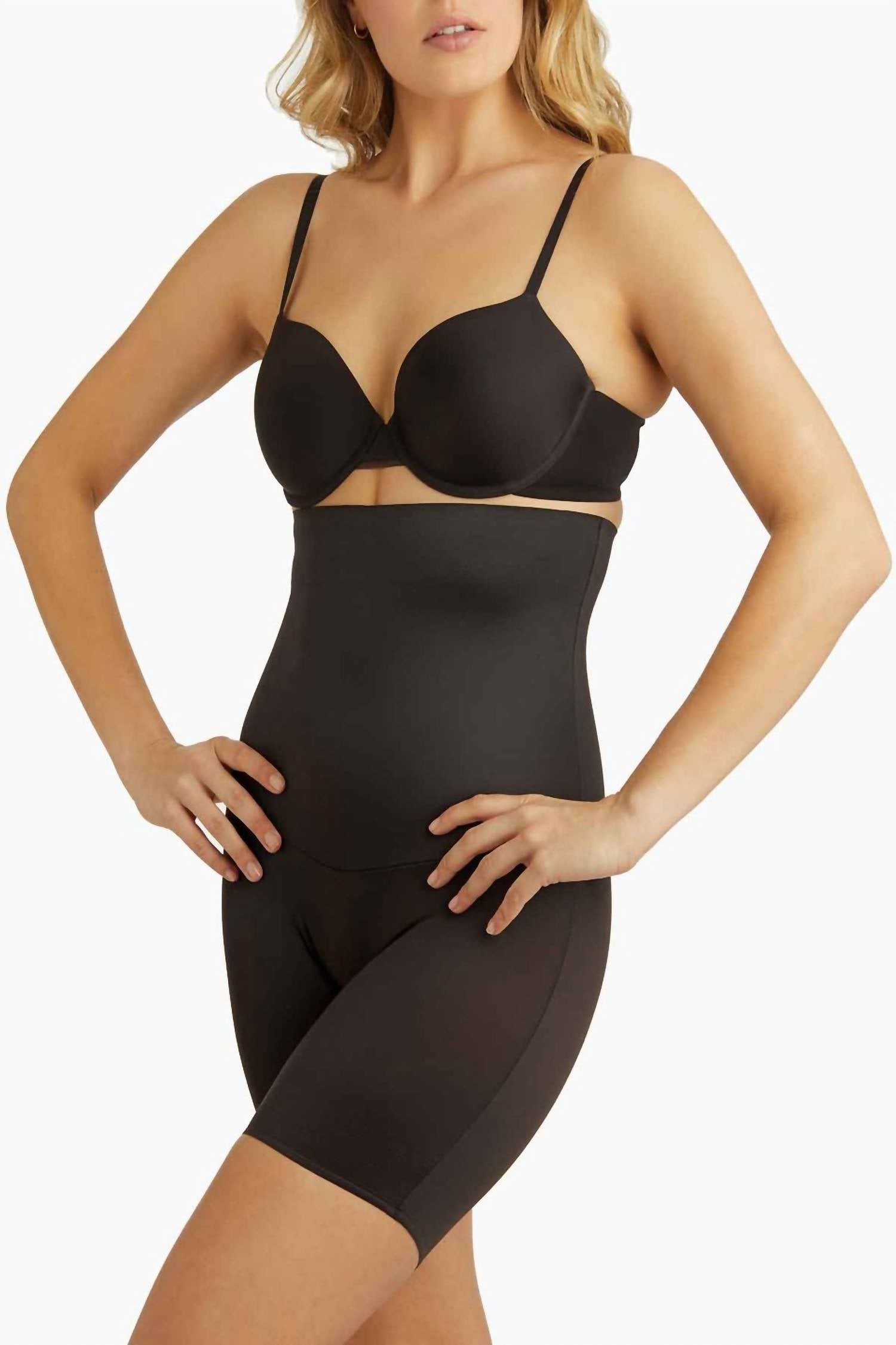 Miraclesuit Comfy Curves Hi-waist Thigh Slimmer Shapewear in black - women's intimate