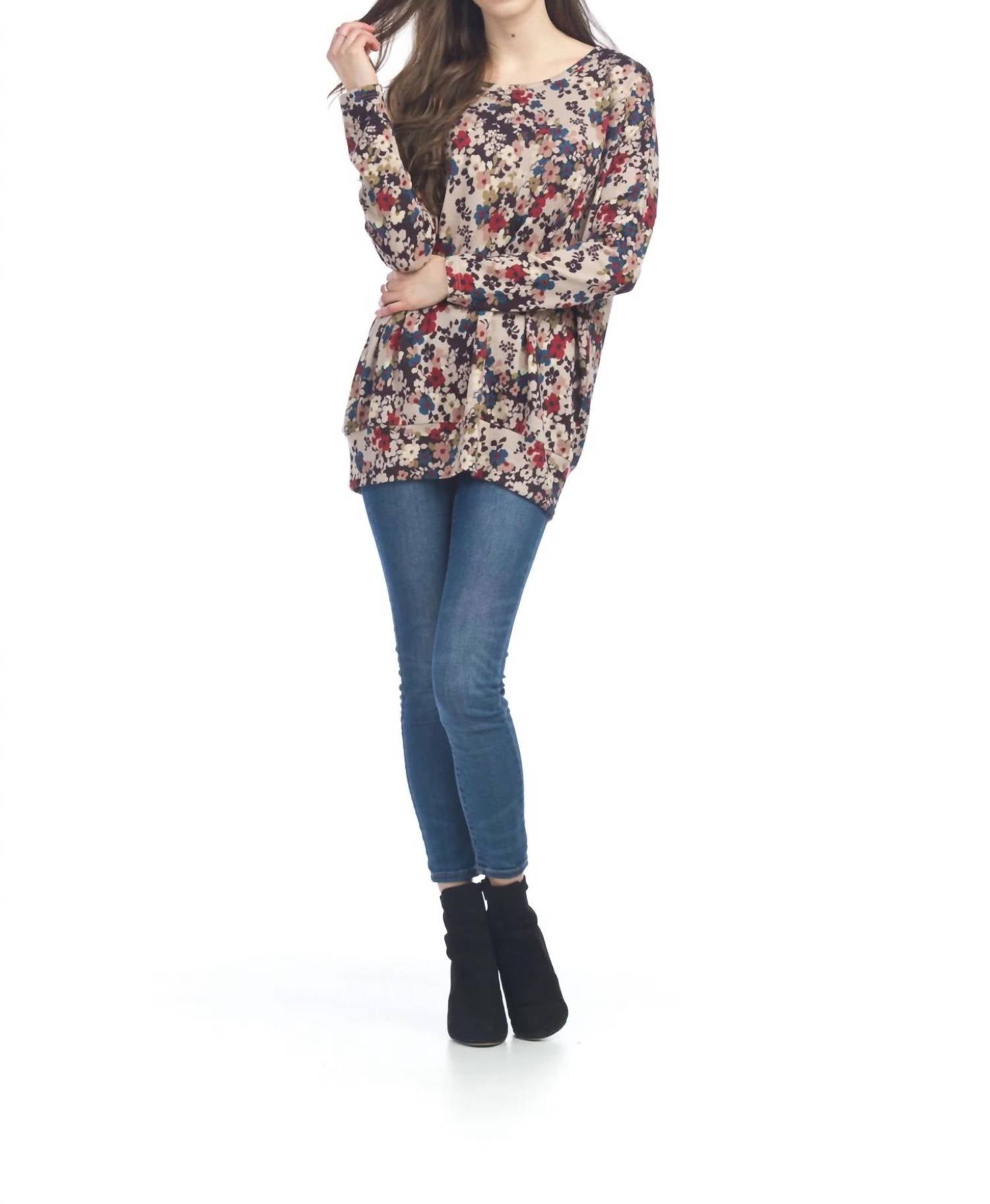 Papillon - Floral Oversized Sweatshirt Bottom Sweatshirt
