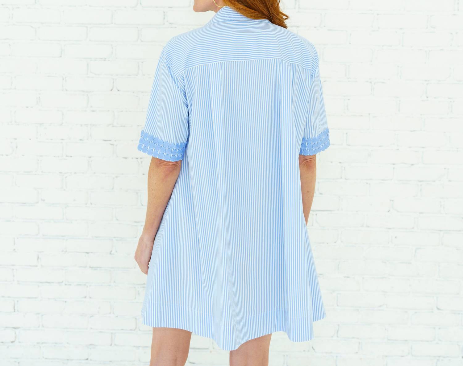 Caryn Lawn Penny Dress in blue - women's dress - detail view