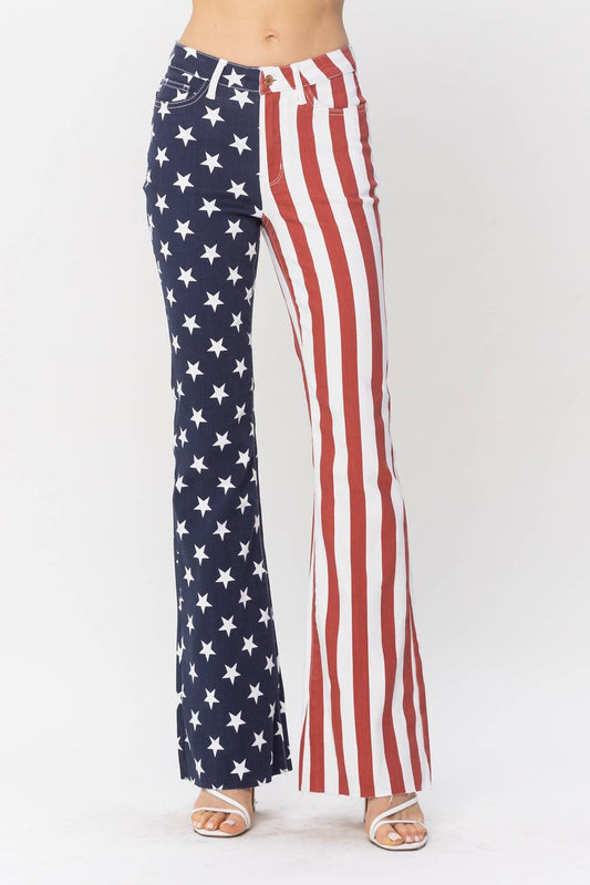 Judy Blue - High Waist American Flag Printed Flares Jeans