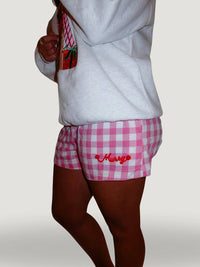 Peach Love - Merry Gingham Boxer Shorts