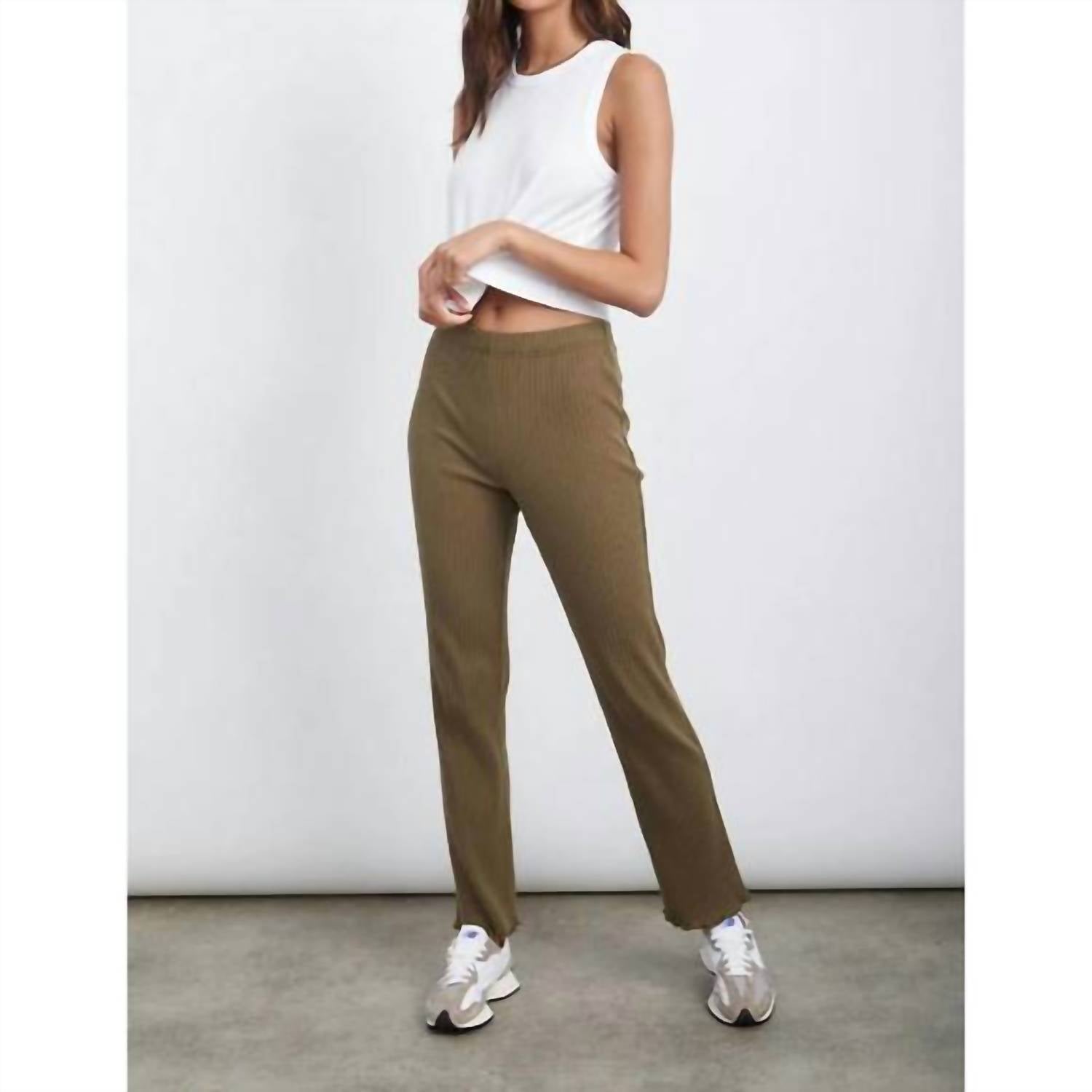 Rails Luca Ribbed Pant in olive - women's pants - alternate view