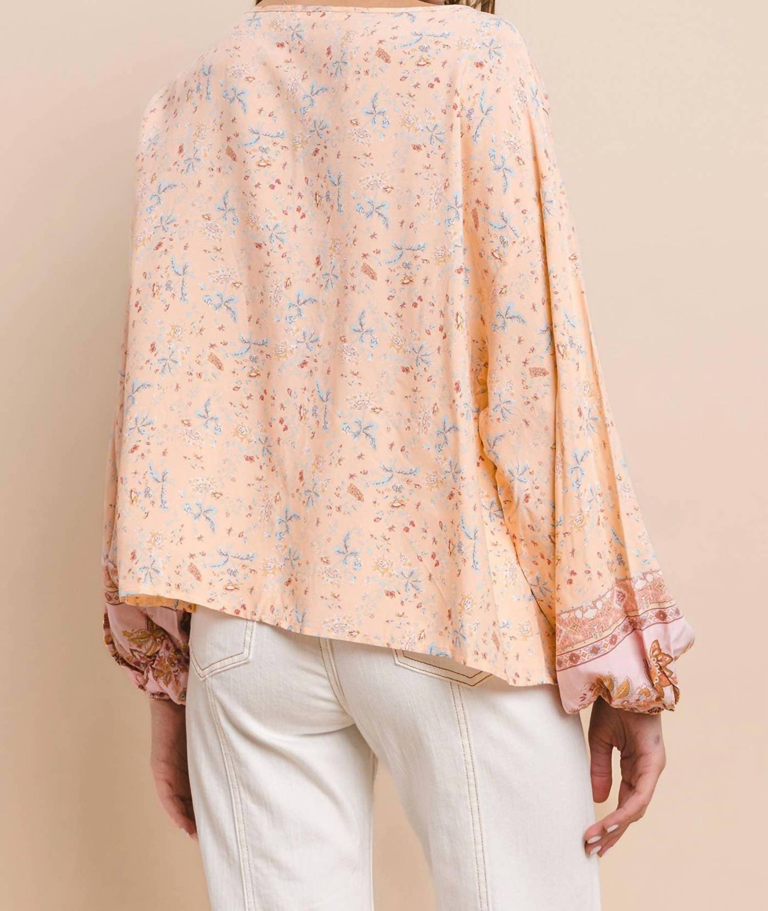 Wisteria Lane - Boho Paisley Peasant Top With Balloon Sleeves