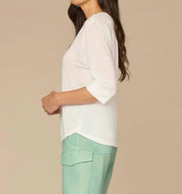 Democracy - Split V-neck Elbow Sleeve Top
