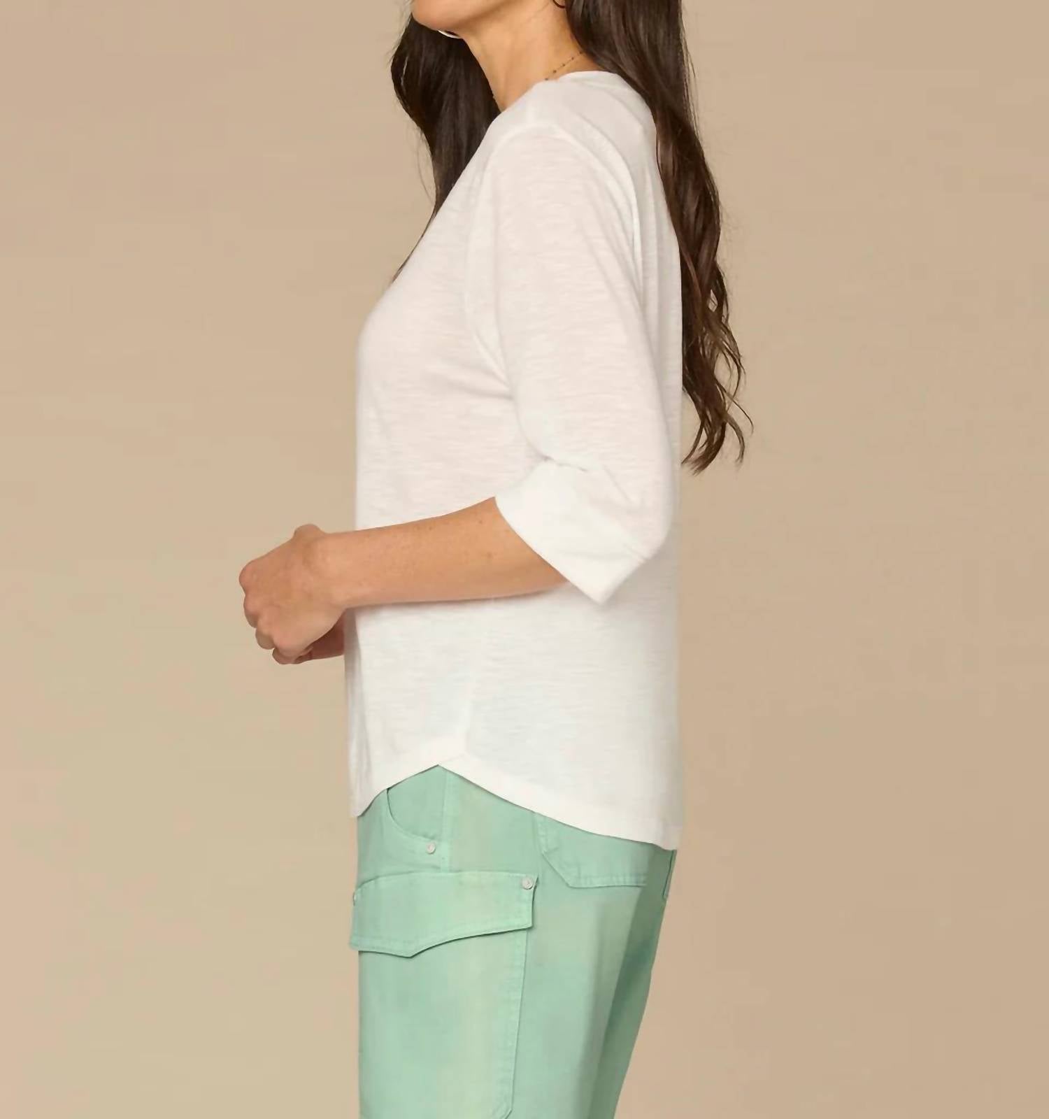 Democracy - Split V-neck Elbow Sleeve Top