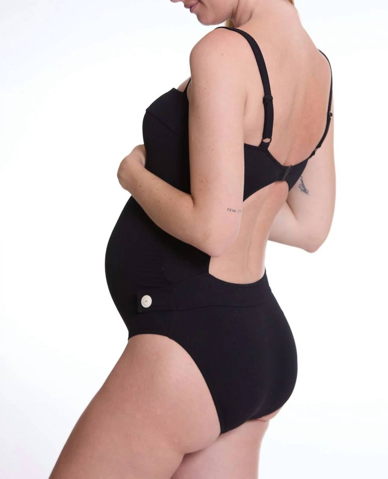 Cache Coeur Lara Maternity Swimsuit in black - women's swimwear - detail view