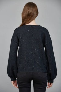 Fate - Rhinestone Bow Sequin Cardigan Sweater