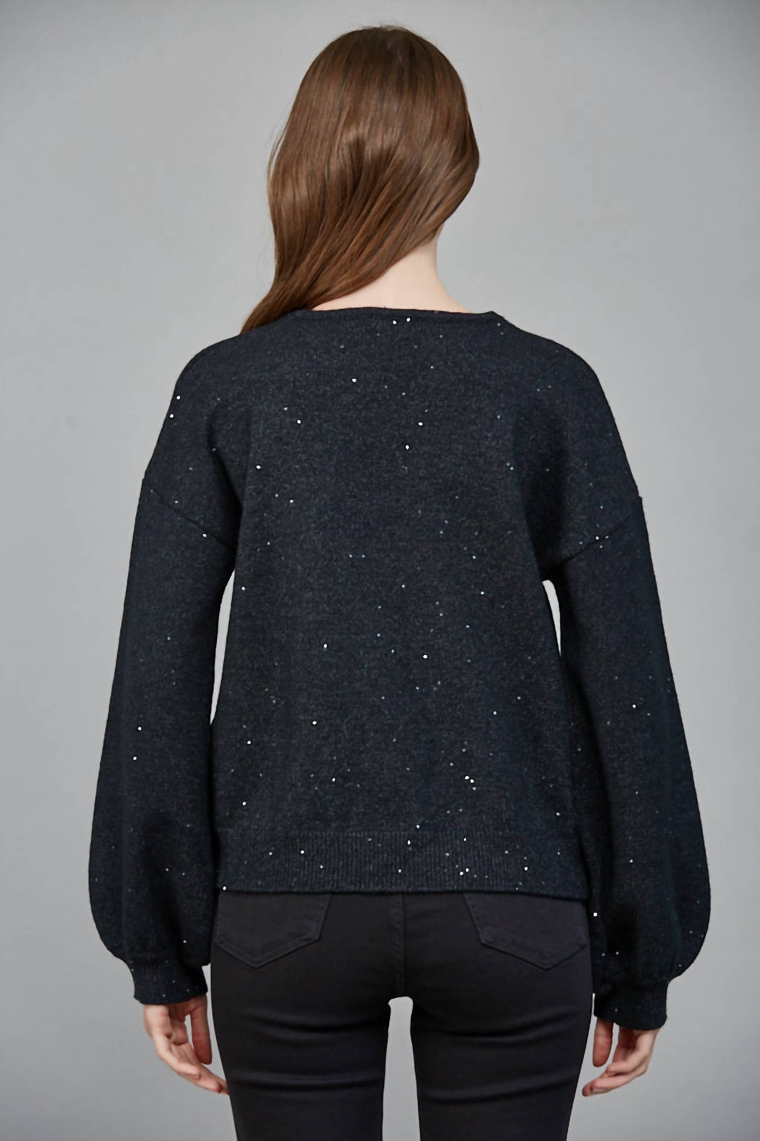 Fate - Rhinestone Bow Sequin Cardigan Sweater