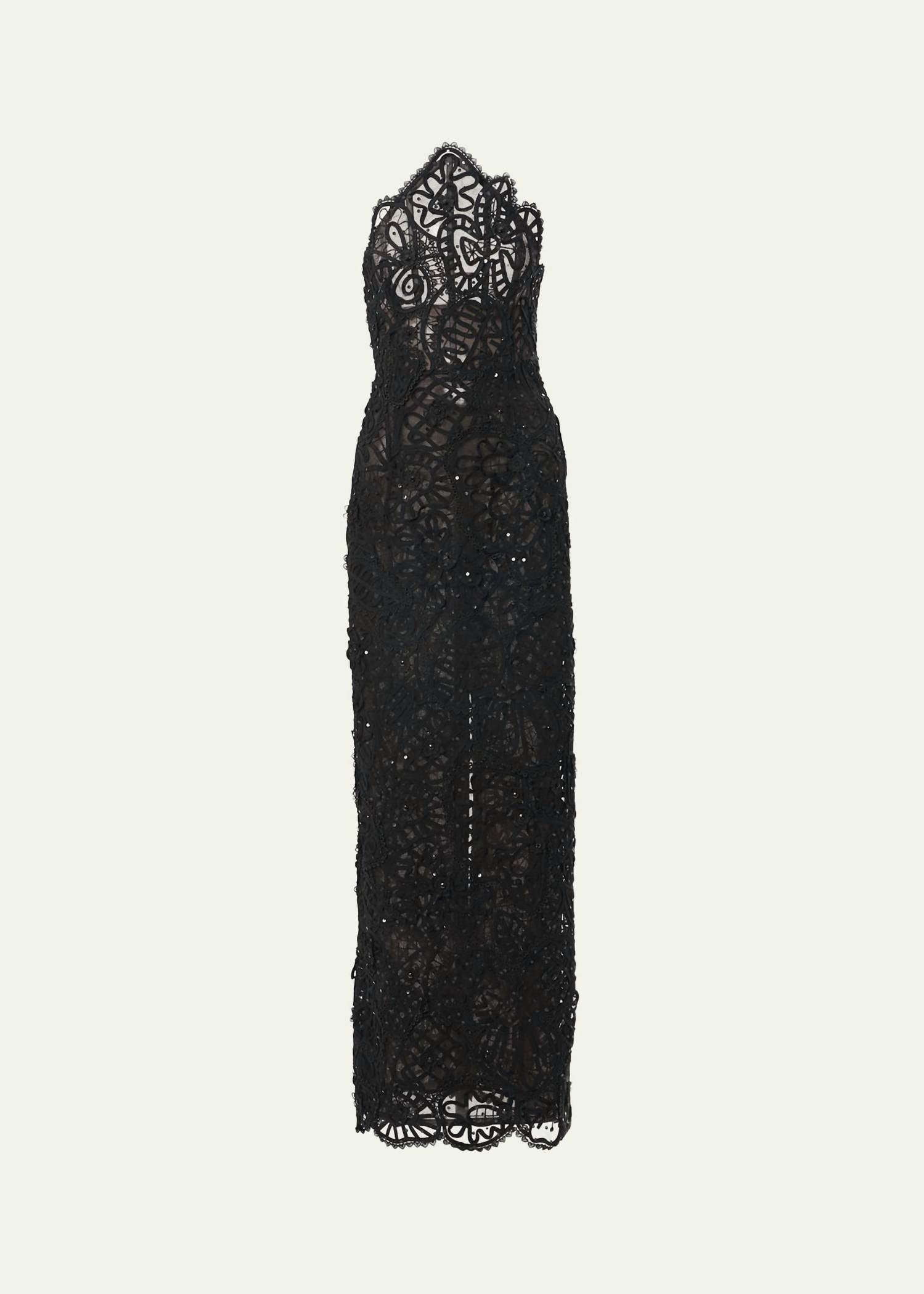 Carolina Herrera - Lace Sequined Strapless Gown
