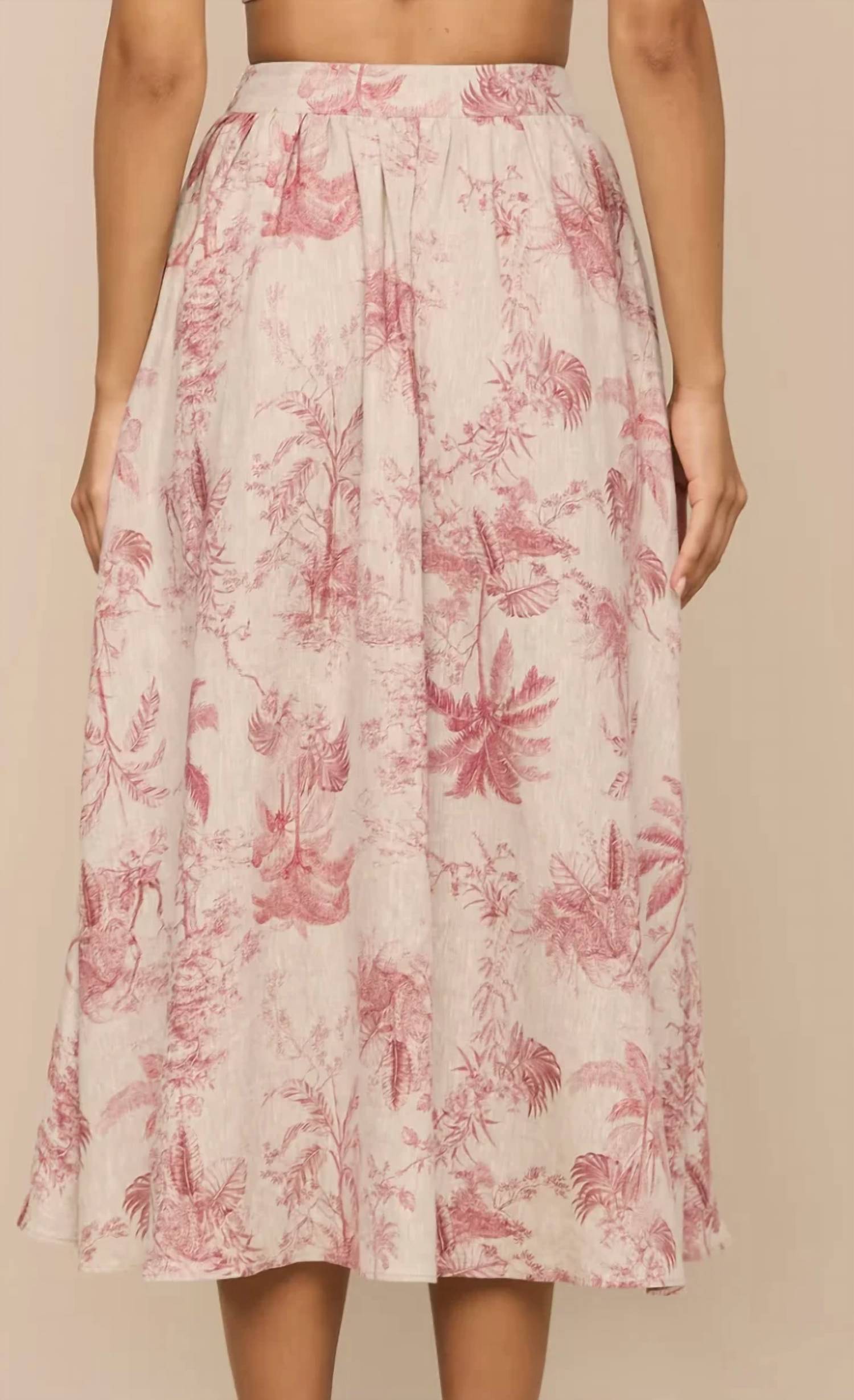 L'Agence - Seina Linen Midi Skirt