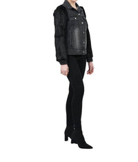 Murray Genuine Real Rabbit Fur Sleeve Denim Coat