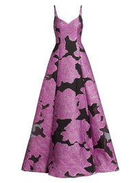 Ml Monique Lhuillier - Mariele Metallic Floral Jacquard Gown