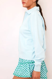 SMITH & QUINN Chase Quarter Zip Top in sea salt - women's top - alternate view