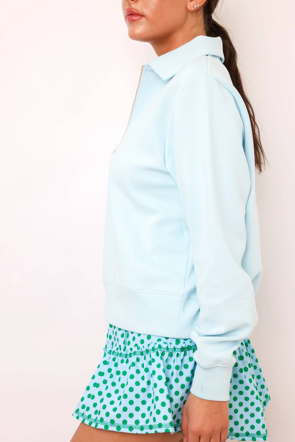 SMITH & QUINN Chase Quarter Zip Top in sea salt - women's top - alternate view
