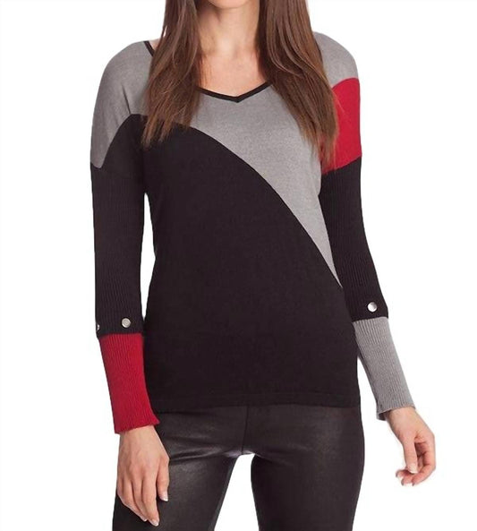 Color Block V-Neck Sweater