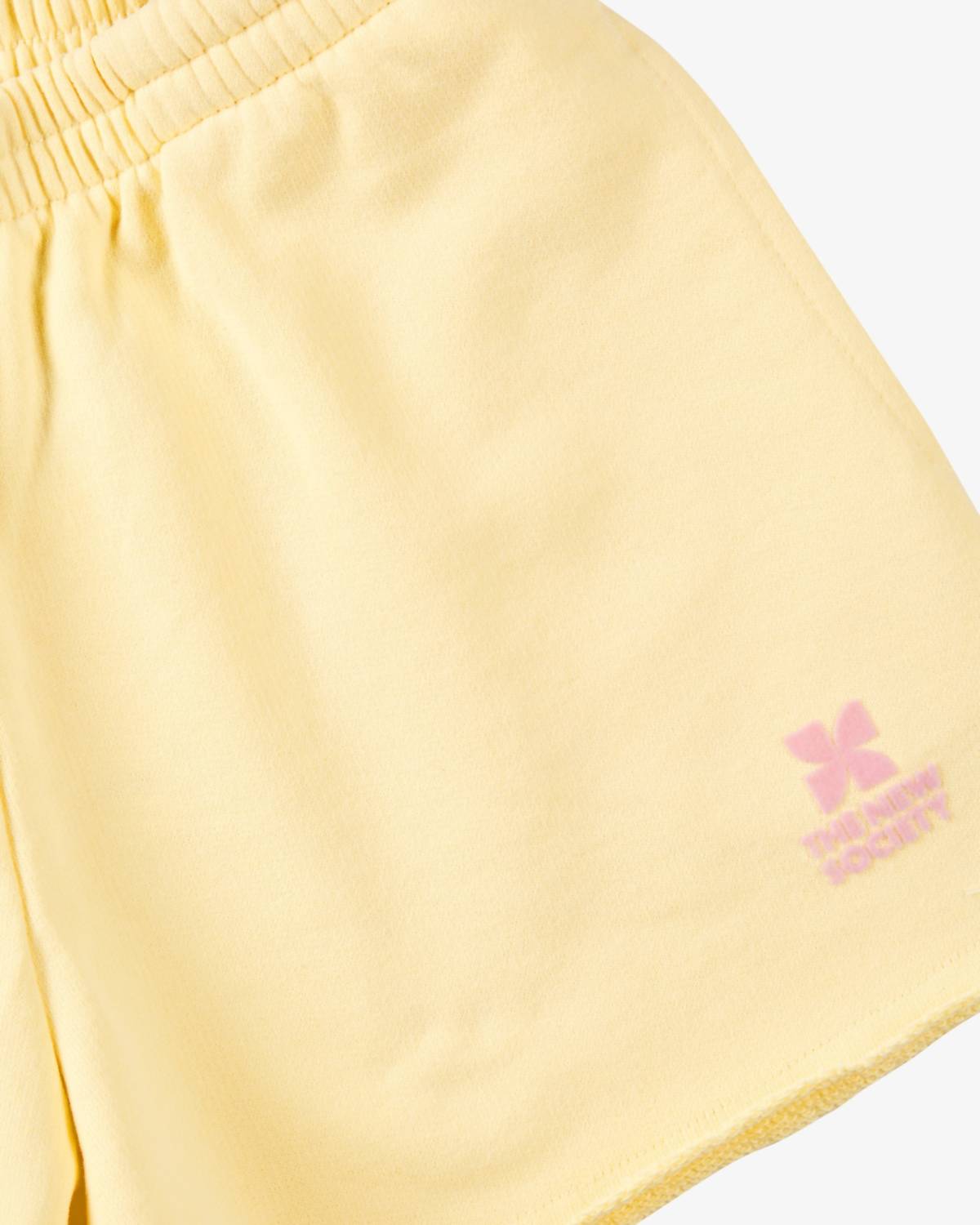 The New Society Tween Cotton High-Waist Sweatshorts in lemon - women's shorts - alternate view