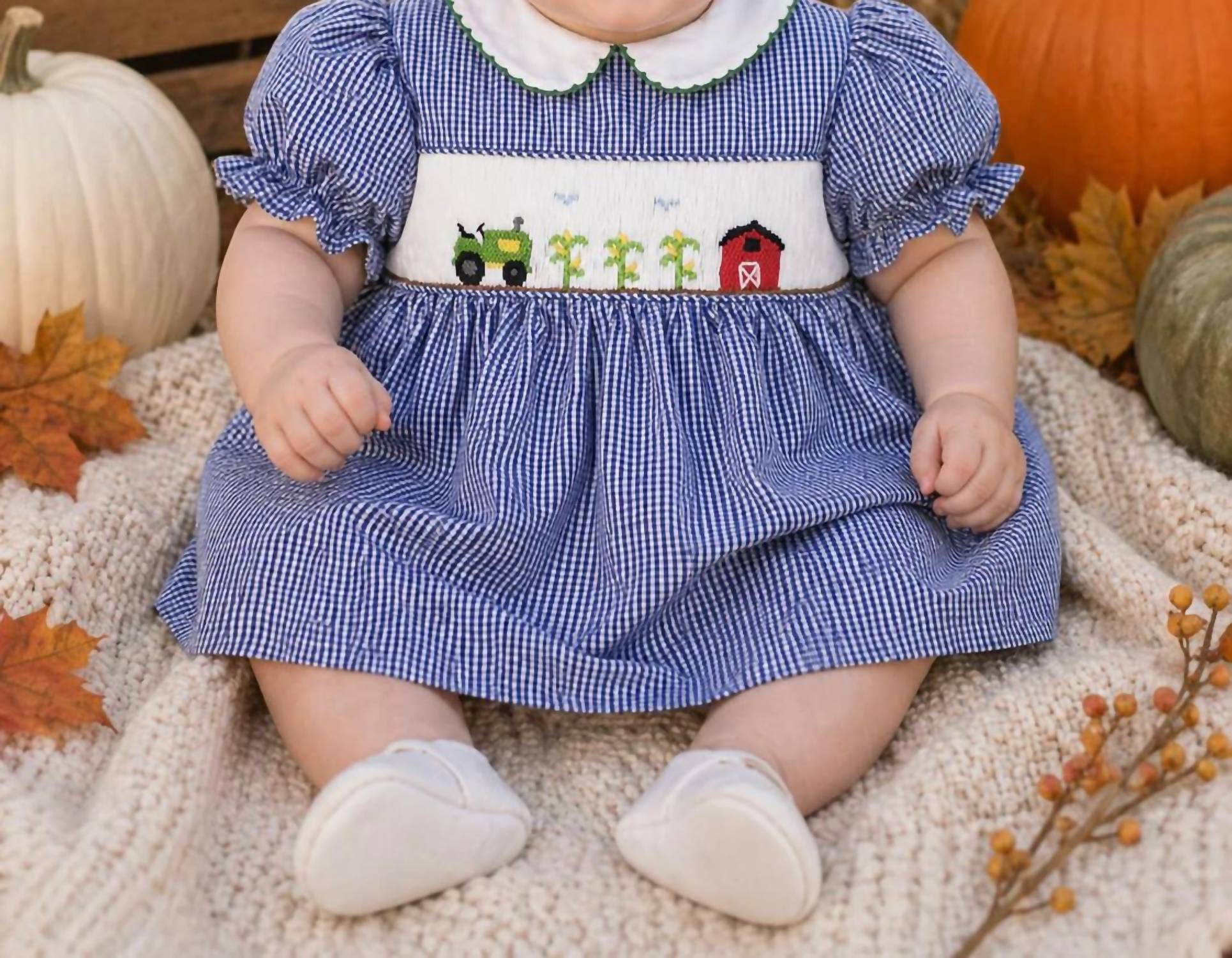 Petit Ami Zubels - Farm Scene Smocked Dress