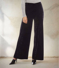 Karen Kane Crushed Velvet Wide Leg Pants in black - women's pants