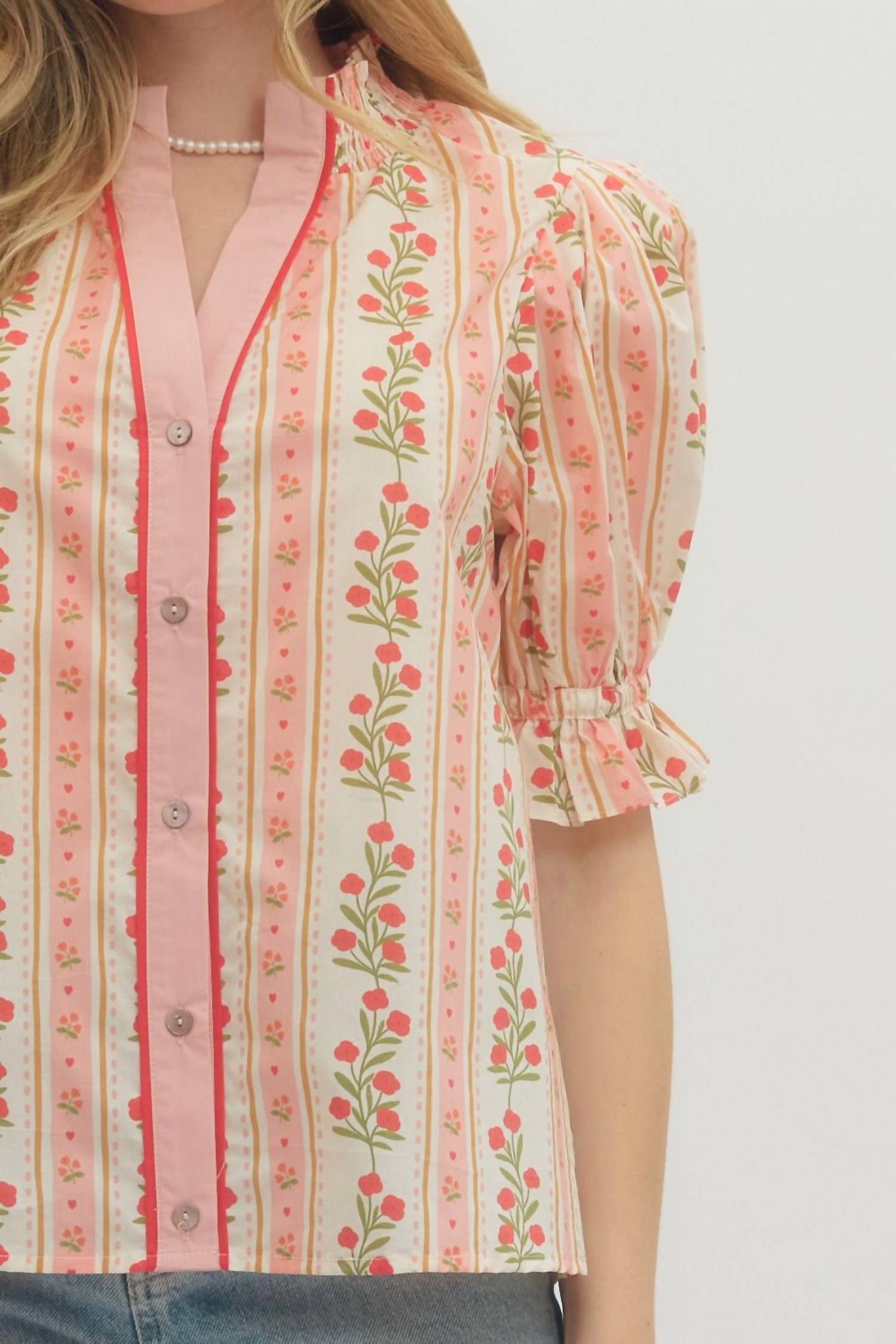 Entro - Rosette Ruffle Top