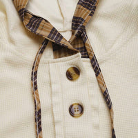 Lily Clothing - Cozy Plaid Trim Pullover Sweatshirt