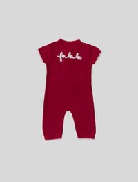 BAREFOOT DREAMS Baby Fa La La Onesie in holly red - kids' item - detail view