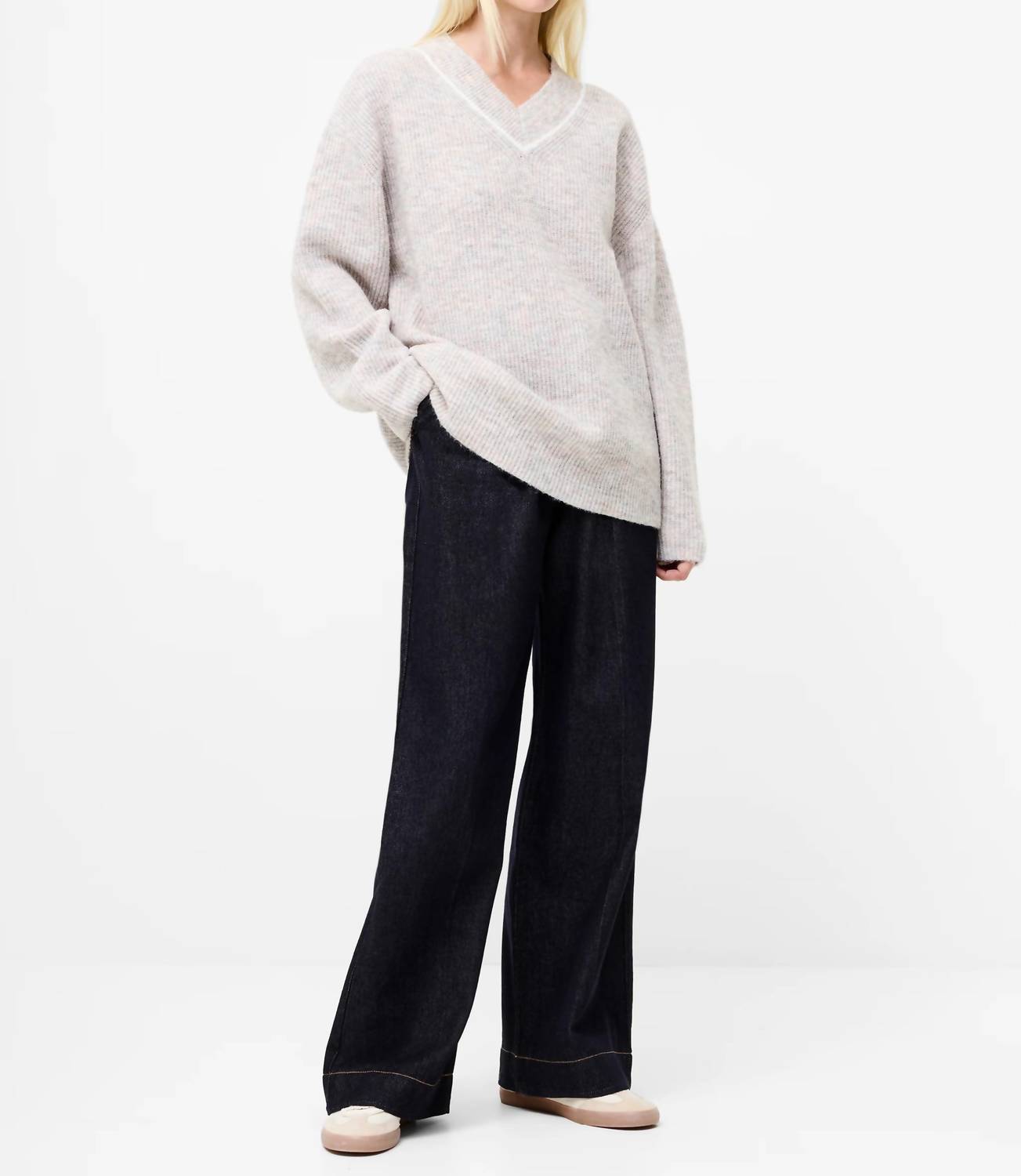 French Connection - Kezia Recycled Vertical V Neck Jumper