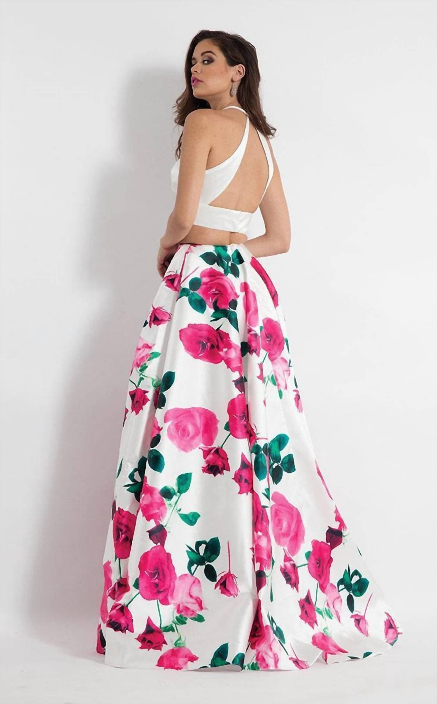 Rachel Allan - Two-piece Halter Ballgown