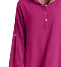 Oh My Gauze! River Button Down Midi Dress in fuchsia - women's dress - detail view