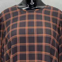 TOCCIN Women’s Grid Puff Sleeve Blouse in black orange - women's blouse - view 5