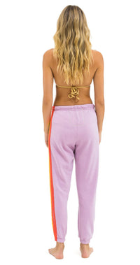 AVIATOR NATION Five Stripe Sweatpants in mauve white neon 1 - women's pants - alternate view