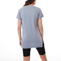 Ambar - V-neck Side Slit Cotton Tunic T-shirt
