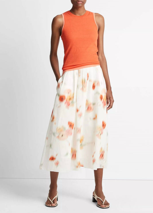 Vince - Poppy Blur Gathered Skirt