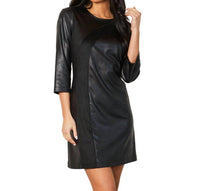 Vegan Leather/Suede Scoop Dress