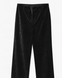 forte forte Women's Stretch Velvet Flared Trousers in noir black - women's pants - detail view