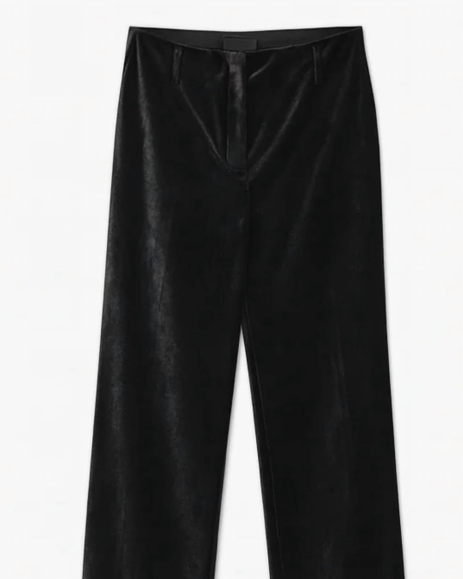 forte forte Women's Stretch Velvet Flared Trousers in noir black - women's pants - detail view