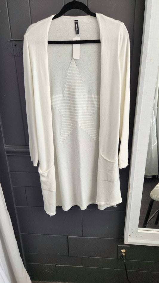 Venti6 - Women's Lurex Gold Star Mid Length Cardigan