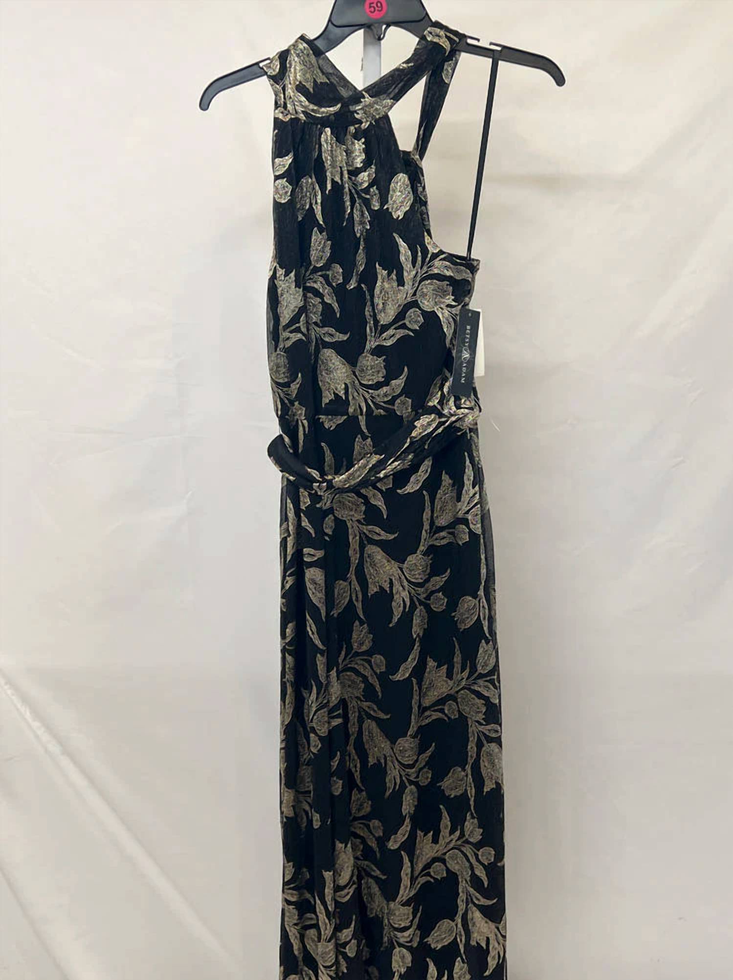 Betsy & Adam - Dana Long Mock Neck Foil Wrap Maxi Dress