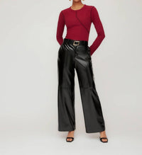 Fifteen Twenty - Lara Faux Patent Leather Wide Leg Pants