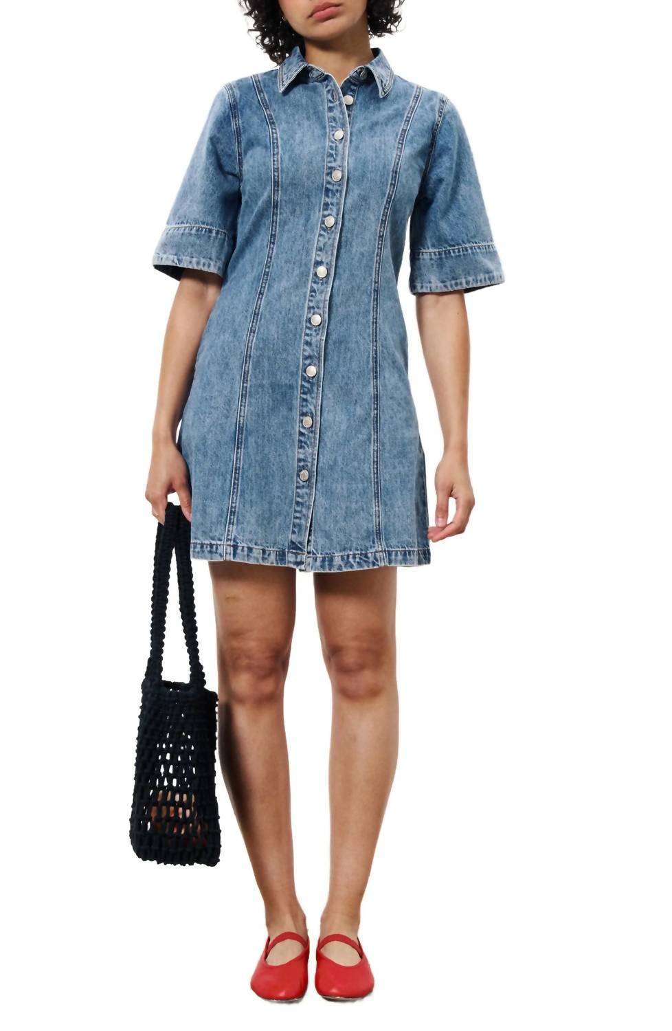 Frnch - Ellyne Denim Buttoned Mini Dress