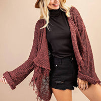 143 Story - Frayed Drape Sweater Cardigan