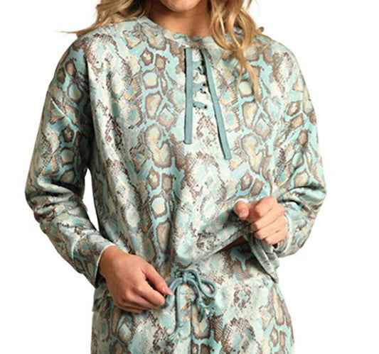 Rock & Roll Cowgirl - Range Blue Snake Pullover Sweatshirt