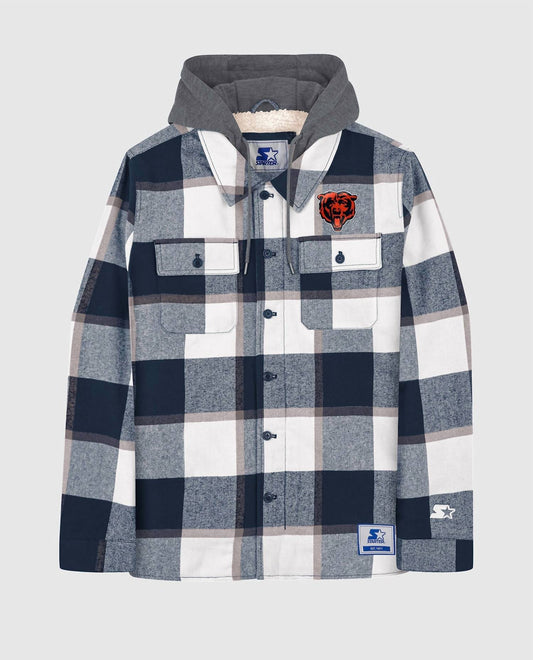 Starter - Men's Chicago Bears Sherpa Lined Plaid Jacket