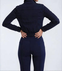 Marrakech Chambers Stretch Linen Jacket in night navy - women's jacket - detail view
