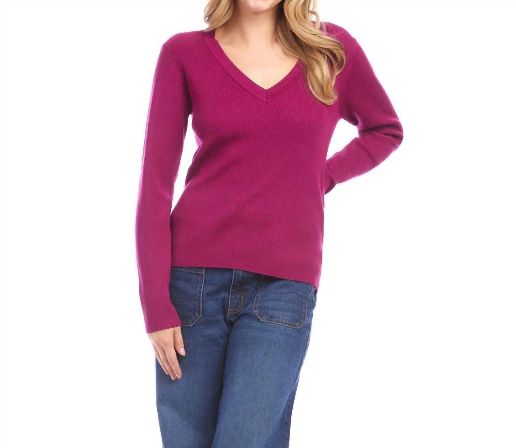 Karen Kane - Ribbed V-neck Sweater