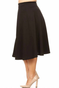Moa Collection - Women's Casual Solid Midi Skirt - Plus