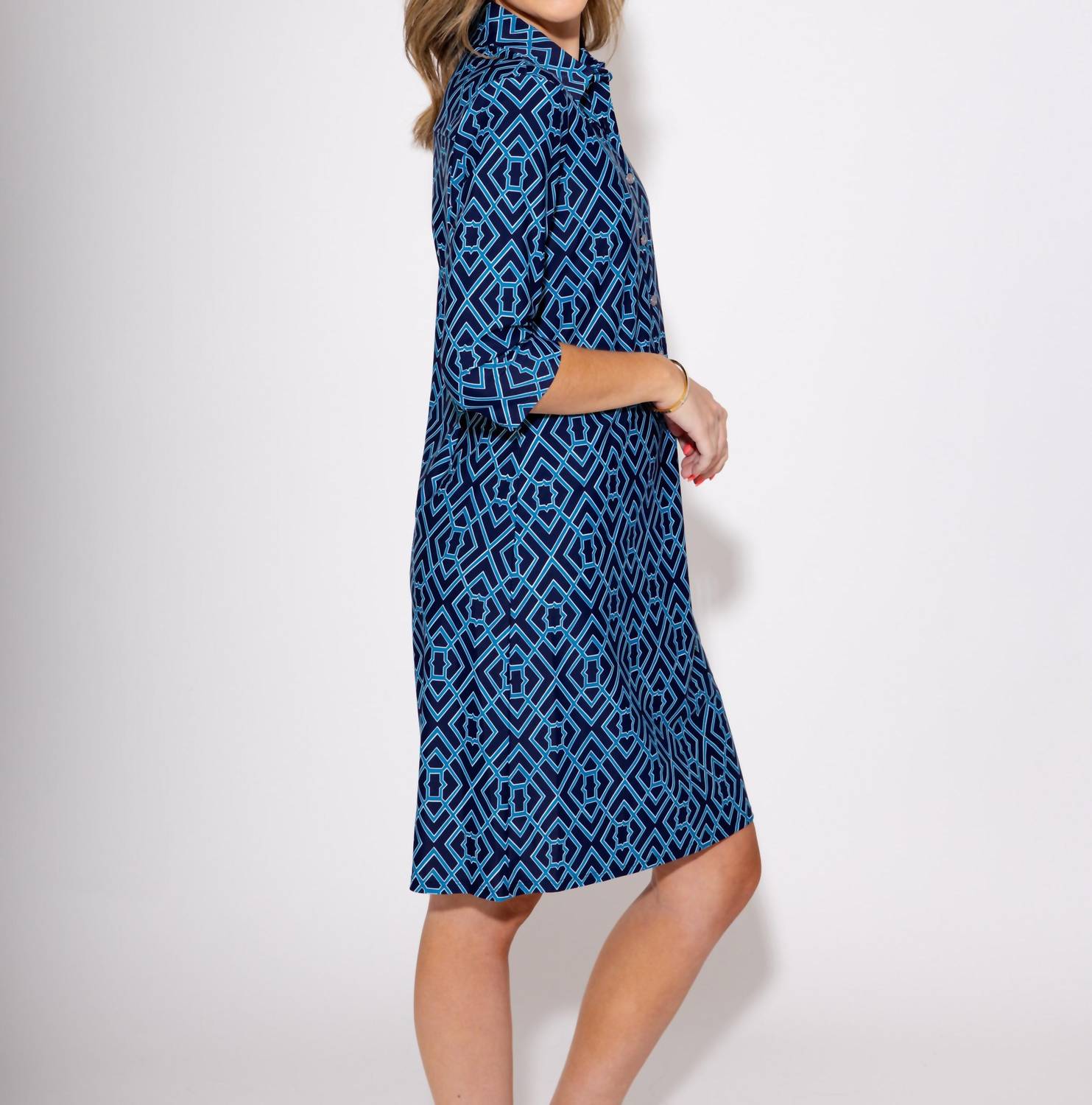 JUDE CONNALLY Susanna Dress in navy peacock - women's dress - detail view