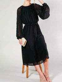 Vine & Love - Margot Sequin Tie-Waist Midi Dress