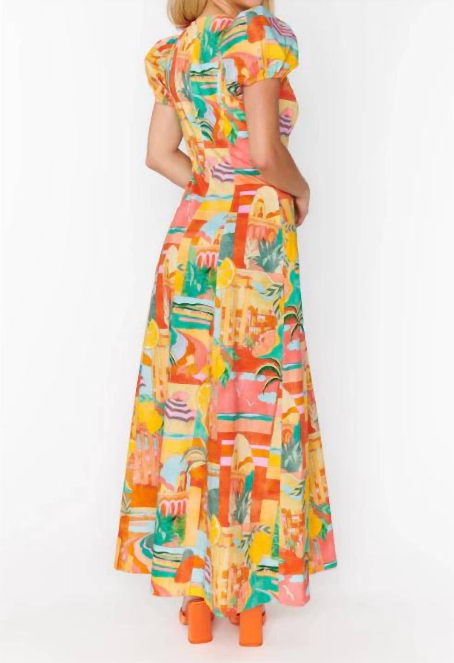 Show Me Your Mumu Winnie Maxi Dress in postcards from italia print - women's dress - alternate view